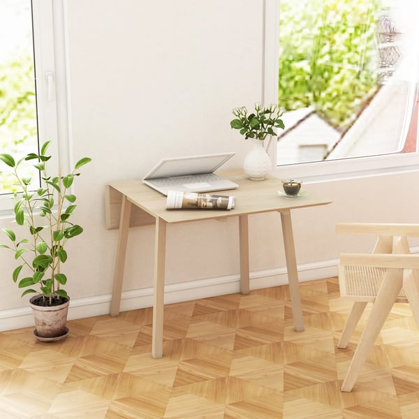 Klappbarer Esstisch, Küchentisch til 2-4 personer, Klaptisch, Træesstbord til spisestue, til små rum, 110 x 86 x 75 cm, natur