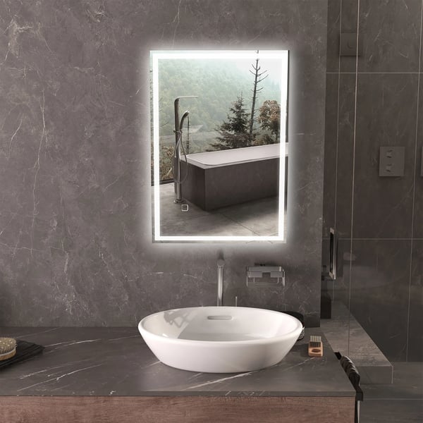 LED-kylpyhuoneen peili, huurtumaton, kosketuskytkin, IP44, 50x70cm, hopea/lasi