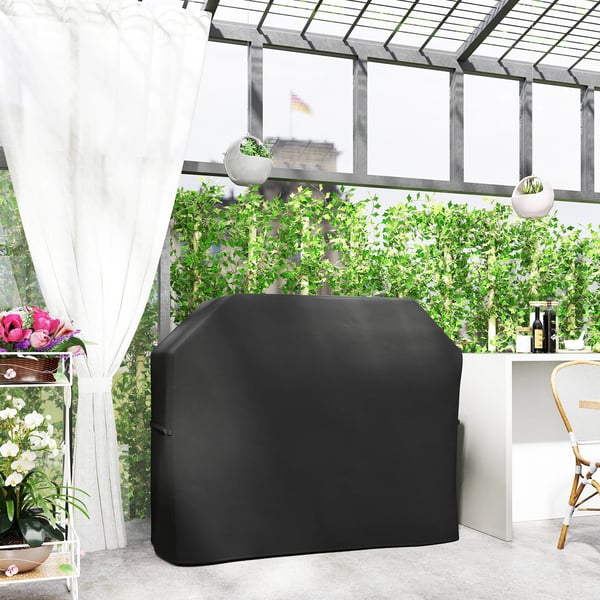 Grillovertræk, Vandtæt, UV-bestandigt, Støvtæt, Polyester, Sort, 147x61x120 cm