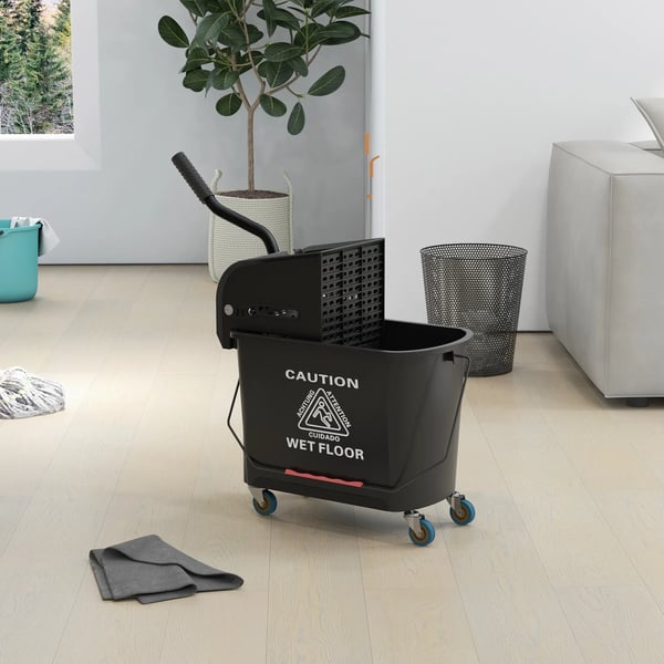Mopphink med vridare och 2 fack, 20 L, svart, plast