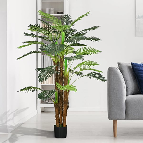Konstgjord Palm, 160 cm med 36 blad, Grön Plast - Konstgjord Växt för Inomhus/Utomhus