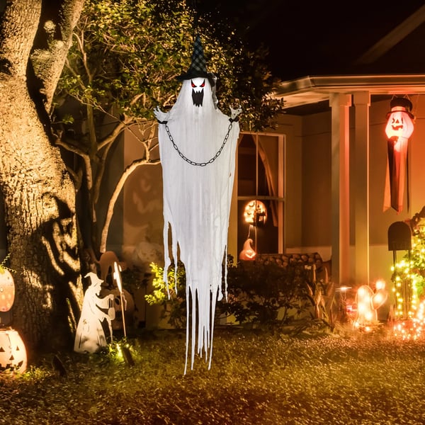 Spøgelsesdekoration til Halloween, Gysende hylen og bevægelse, batteridrevet