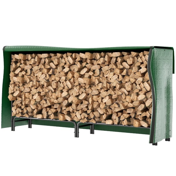 Vedställ med överdrag, svart metall, 200x36x99 cm