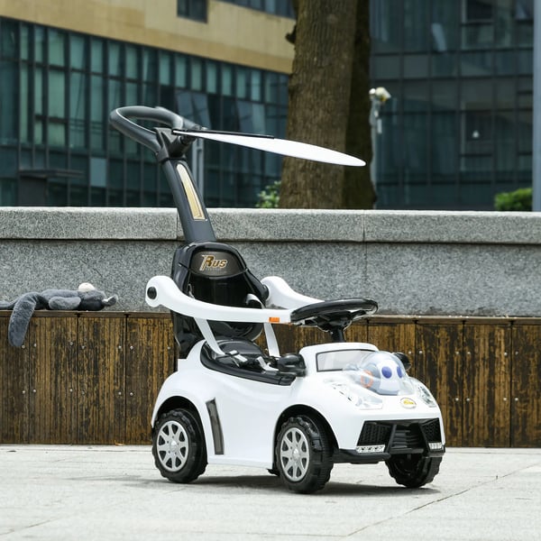 3-i-1 Robot Glider Skubbebil til Børn 12-36 mdr - Hvid/Sort Plastik & Metal