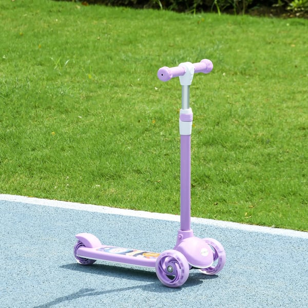 Barnsparkcykel med LED-hjul, justerbar höjd, Violett, Plast, Stål