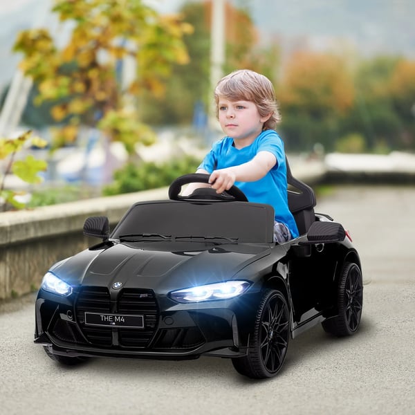 lasten sähköauto, lasten auto 2.4G kaukosäätimellä, jousitus, sähköauto MP3, USB, LED-valo, 3-5 vuotiaille, musta| Aosom