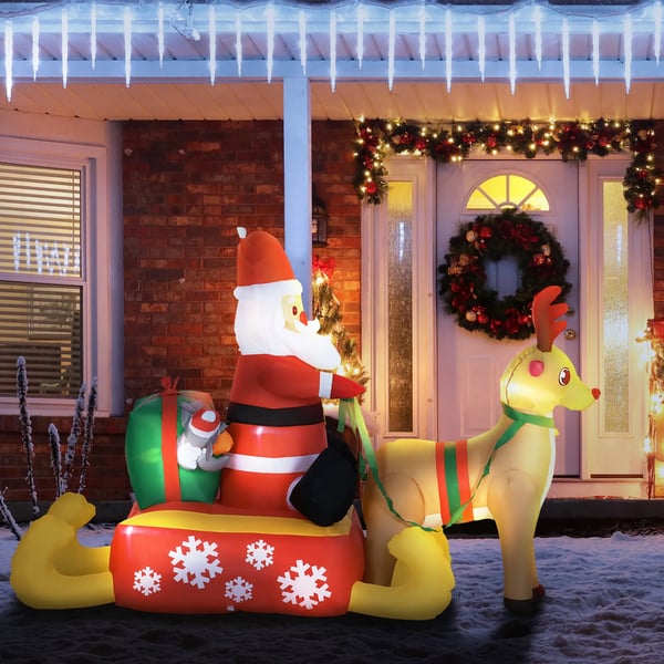Uppblåsbar Juldekoration, 1,22 m Jultomte med LED-belysning, Trädgårdsdekoration, Självuppblåsande Julbelysning för Inomhus- och Utomhusbruk