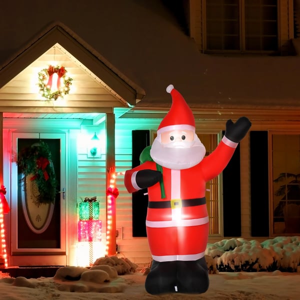 Uppblåsbar Juldekoration, 2,4 m Jultomte med LED-belysning, Trädgårdsdekoration, Självuppblåsande Julbelysning för Inomhus- och Utomhusbruk