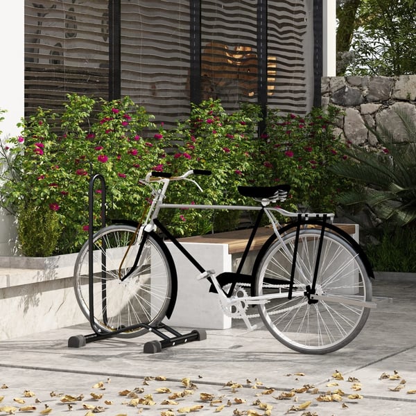 Cykelställ för vertikal/horisontell förvaring, metall, svart, för 6"-28" / 700c cyklar