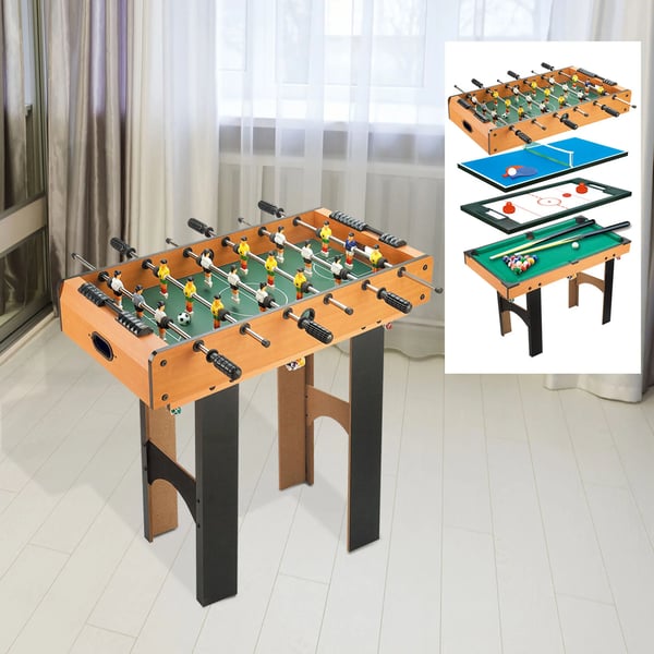 4-i-1 multispillebord, multigame-bord med bordfodbold, bordhockey, bordtennis, billard multifunktionsspillebord, 87x43x73cm| Aosom
