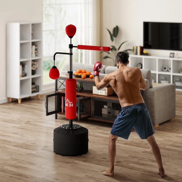 Boxningsställ 4-i-1 Höjdjusterbart 160-230 cm Röd Konstläder Stål