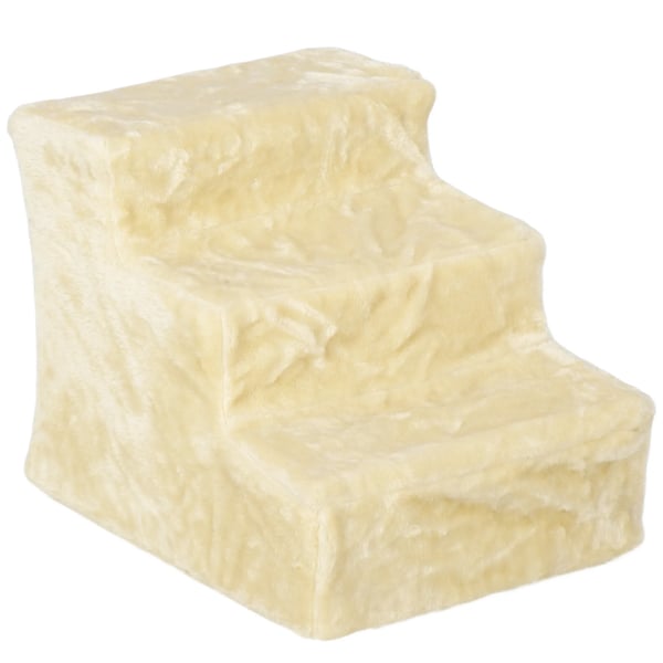 Kæledyrstrappe 3-trins 35 cm, beige, plystøj, spånplade