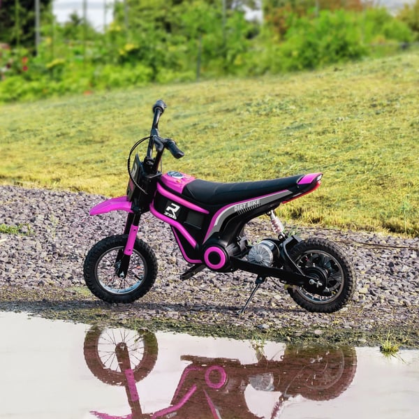Elmotorcykel för Barn 24V, 12" Däck, Rosa – Perfekt för 8-12 år