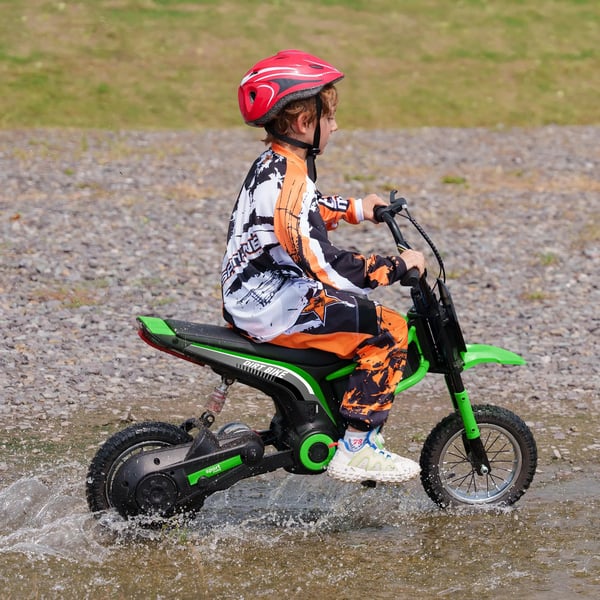 Elektrisk Børnemotorcykel 12V i Grøn - Metalramme, 8-16 km/t, 8-12 år