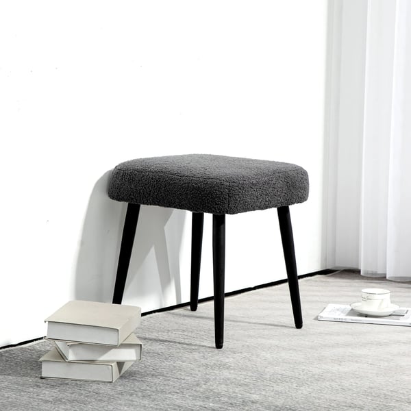 Fotpall i Mörkgrå Polyester med Stålben – Elegant och Bekväm Sittpuff för Vardagsrum (Max 150 tecken)