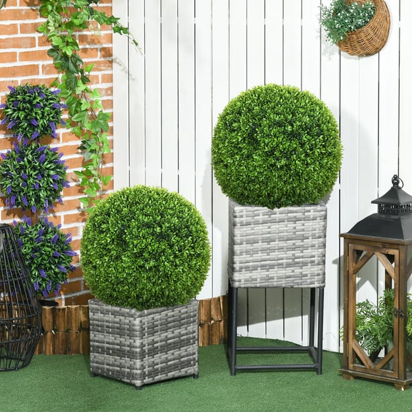 Set med 2 konstgjorda buxbomskulor 40 cm - Grön Konstplast