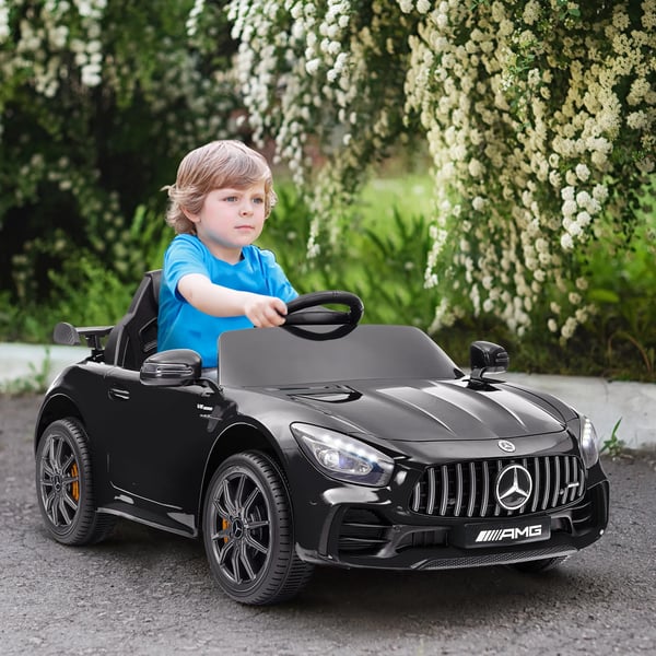 Elbil Mercedes-Benz AMG GTR - Licensierad 12V, Svart, Fjärrkontroll, MP3, för barn 3-6 år