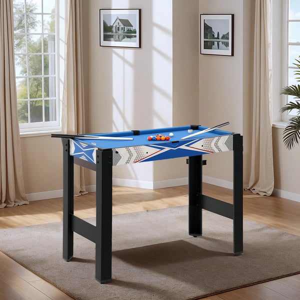Multispelbord 5-i-1: Biljard, Bordtennis, Hockey, Basket & Bågskytte. MDF, Blå/Svart, 91x45.5x76 cm