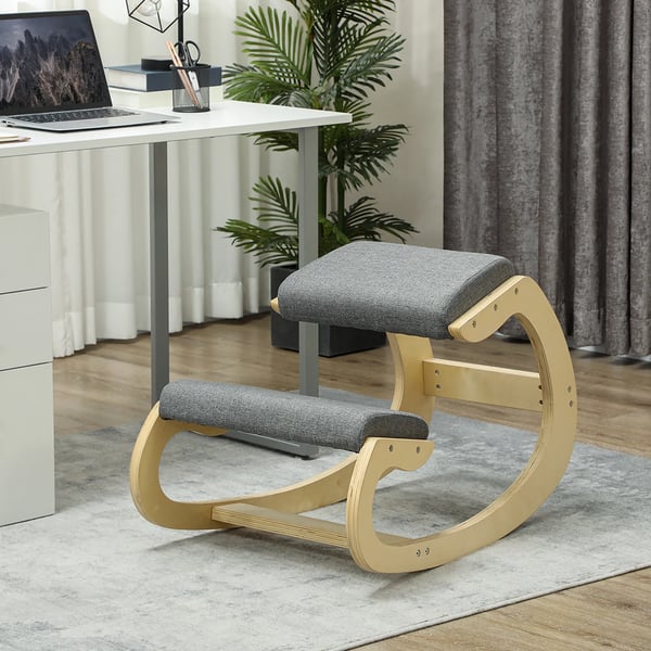 ergonomisk knästol, gungande knästol, skrivbordsstol för hemmakontor, för förbättrad hållning, grå