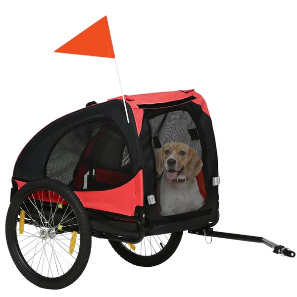 Cykelanhænger til Hund, Foldbar, Vandafvisende, Rød, Polyester, 15,5 kg