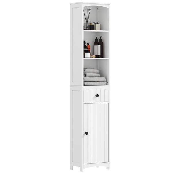 Badevrelsesskab i hvid, 3 hylder, 1 skuffe, MDF, 34x24x170,5cm