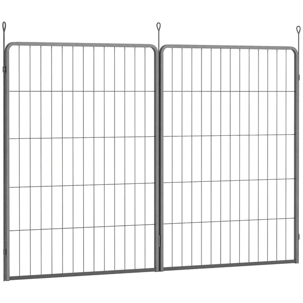 2-delers udvidelsessæt med 2 hundegitter-paneler til indhegning, 80 x 100 cm hvalpegård af stål, til små og store hunde, sort