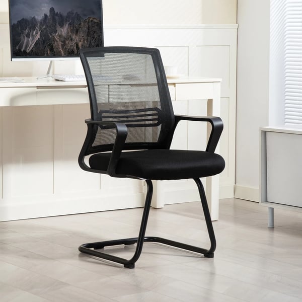 Ergonomisk kontorstol, skum, mesh, metalben, sort