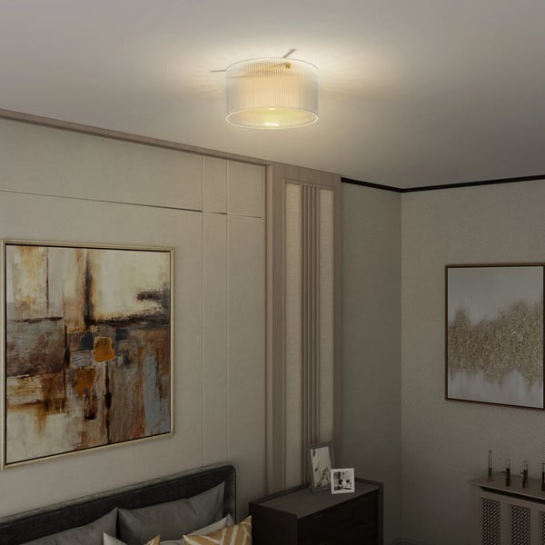 Taklampe, Taklampa med E27-sockel, Rund takbelysning för sovrum vardagsrum Ø32 x 16,5 cm, exkl. glödlampa Transparent