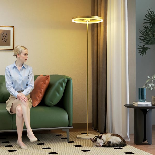 LED-lattiavalaisin kulta, himmennettävä, metallia, 4000K, jalkakytkin