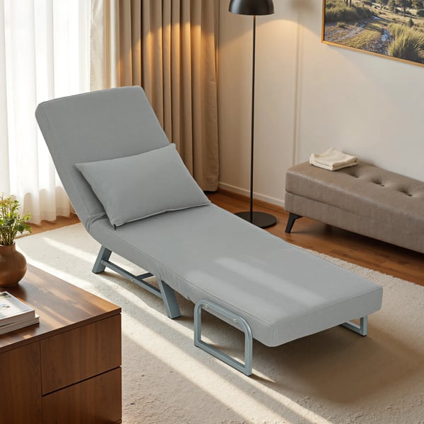 Sovfåtölj, omvandlingsbar till gästsäng, ergonomisk, ljusgrå