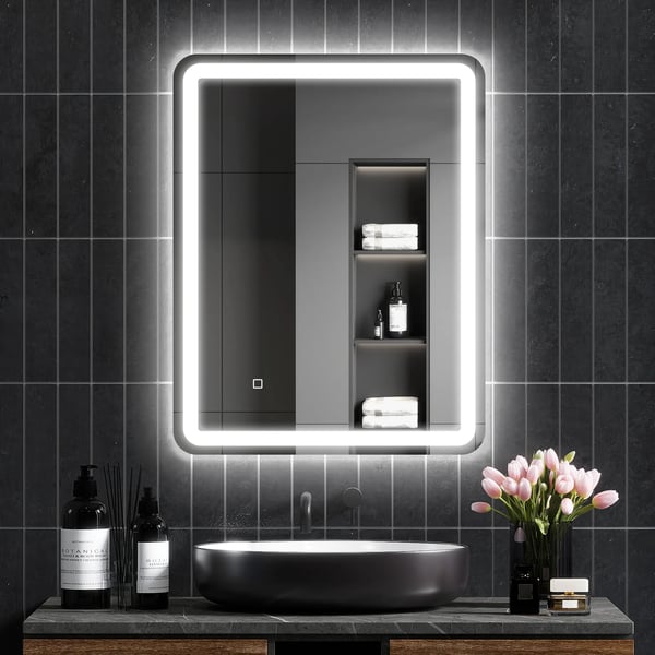 Badrumsspegel 70x90cm Silver med LED Pekkontroll och Imfri Funktion - Hrtglas