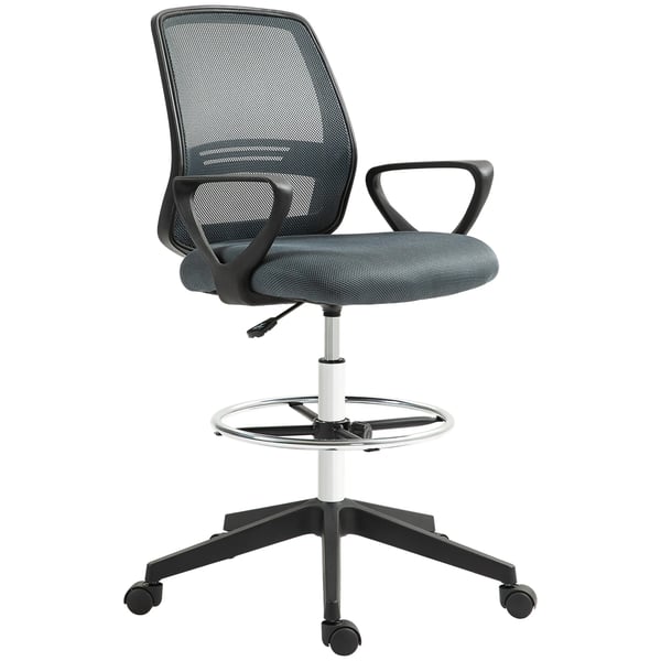 Ergonomisk kontorsstol i mesh-tyg, justerbar, grå