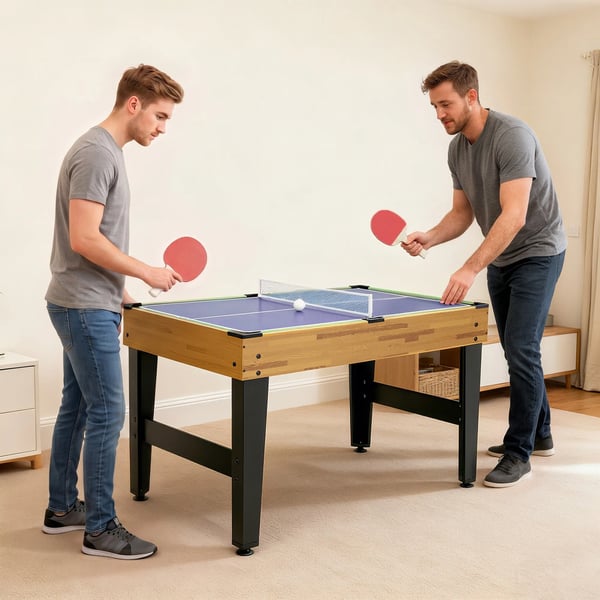 13-i-1 spillebord, bordfodbold, skak, billard, bordtennis og mere, MDF, plast, valnød