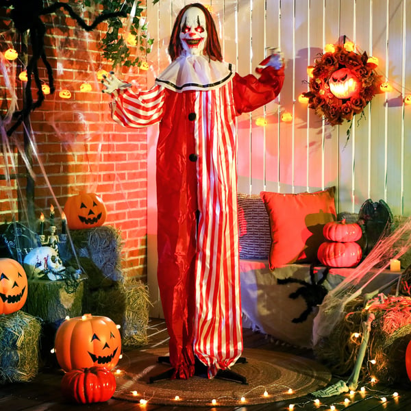 Halloweenpynt 165 cm Halloweenclown med LED-lampor, ljudeffekt, kroppseffekt