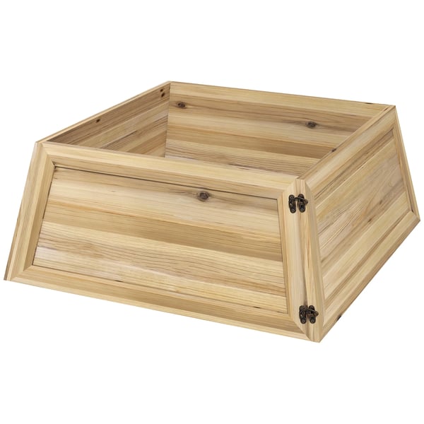 Julgransmatta 65x65cm i Naturträ – Rustik Granved med Sliten Finish för En Mysig Jul