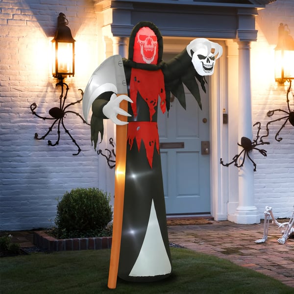 Halloween-dekoration 3,7 m kæmpe reapers med LED-belysning Lysende luftfigur til udendørs brug