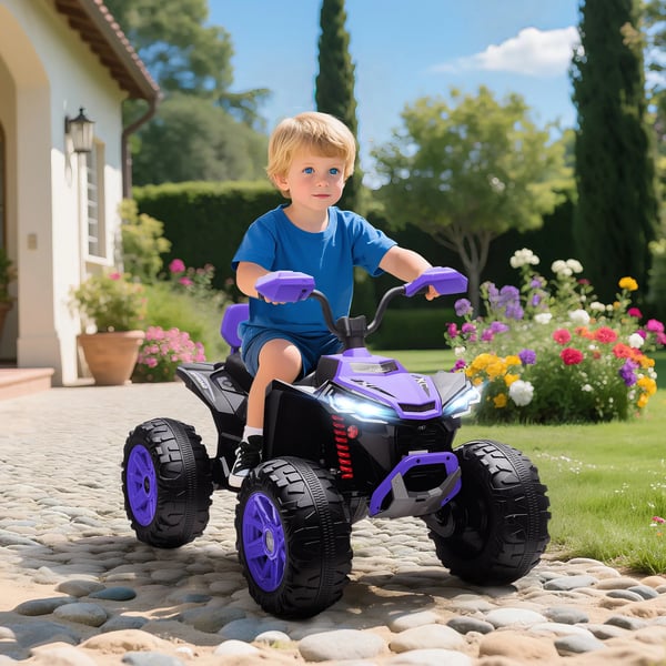 24V El-fyrhjuling för barn lila, dubbelsits, terrängdäck, MP3 & USB, 3-8 år