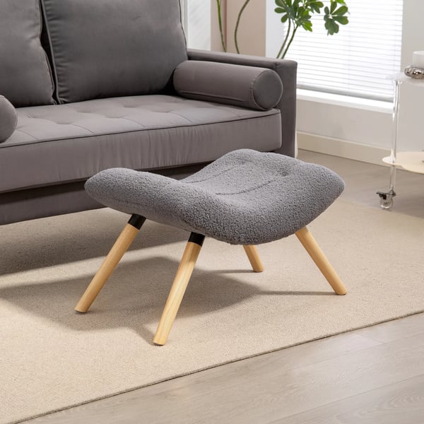 Puf, Mørkegrå Siddepuf i Polyester, Stilfuld og alsidig fodskammel til stue/soveværelse, 67x45x38 cm