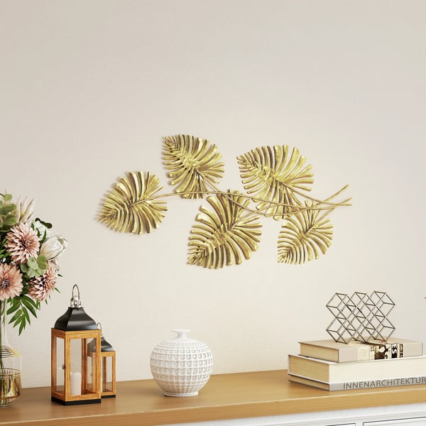 Metallväggdekor Blad Guldfärg Monstera