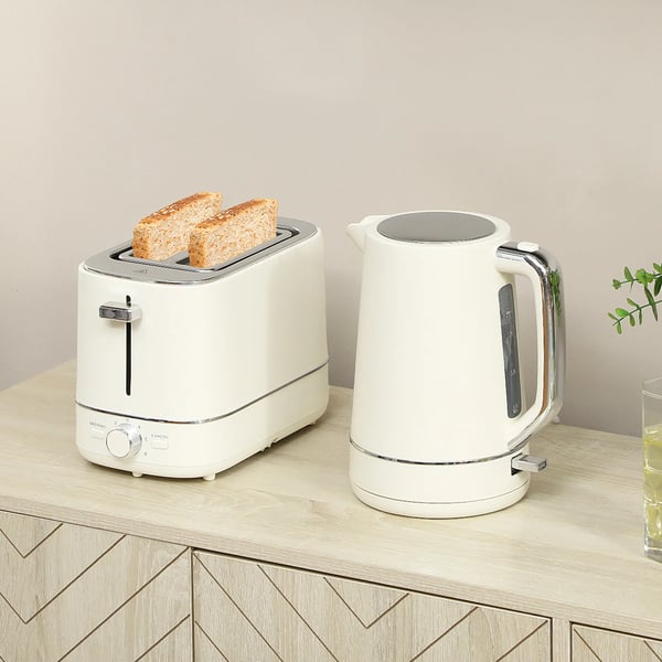 Vattenkokare och brödrost i set, 1,7 L, 6 rostningsnivåer, beige