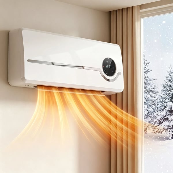 Keramisk väggfläkt 2000W för väggmontering med fläkt, fjärrkontroll, 2 värmelägen, LED-display