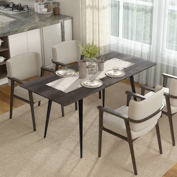 Utdragbart matbord grått MDF 6-8 personer, köksbord, 160x75x77 cm