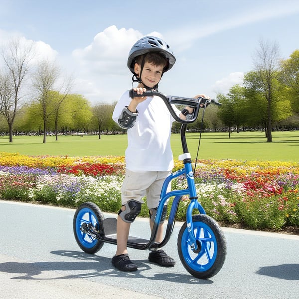 Barnsparkcykel Blå, Stål/Plast, Justerbar, Stora HJUL, Handbroms 5-12 år