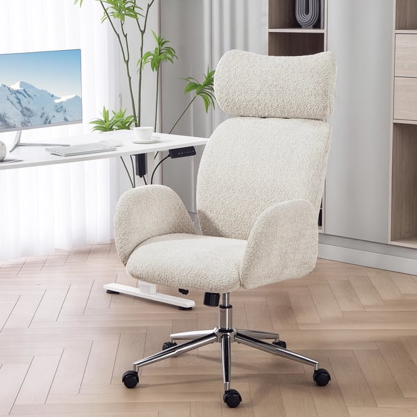-työtuoli säädettävällä niskatuella, ergonominen kirjoituspöydän tuoli, kallistustoiminto, korkeussäädettävä, harmaanvalkoinen