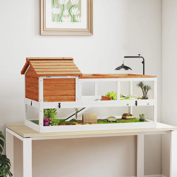 Sköldpaddshus, 2-vånings terrarium, lamphållare, smådjursbur, orange