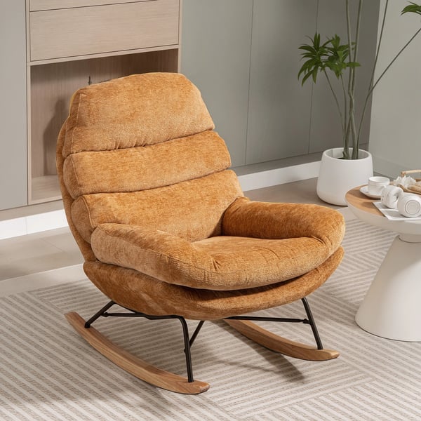 Vadderad Gungstol med St2?lben, Chenille (Polyester), Gul