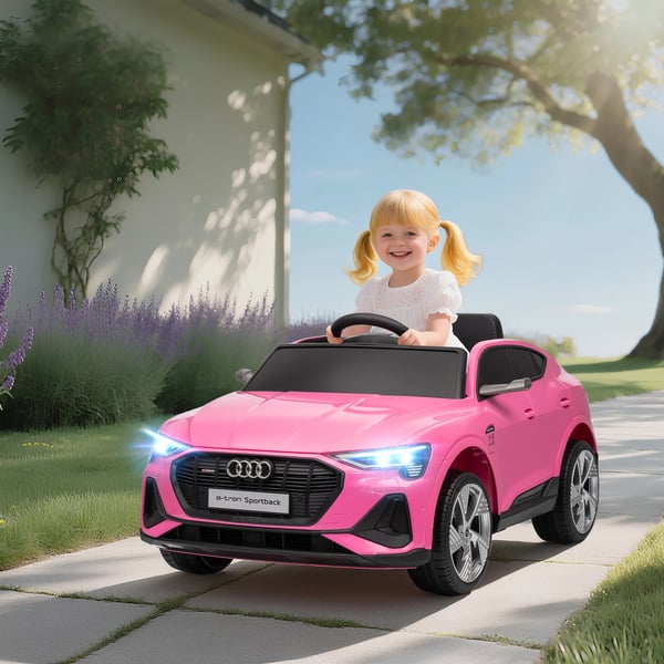 Elektrisk Børnebil Audi E-tron Pink 12V Elbil m. Fjernbetjening 3-5 År