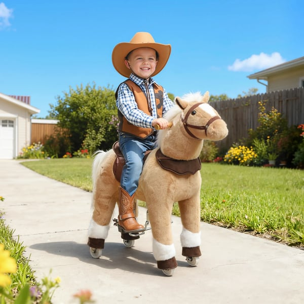 Ridehest til børn, brun, 3-5 år