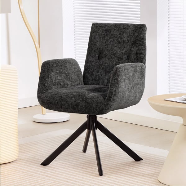 Vridbar Fåtölj i Svart Polyester med Modern Design, 360° Rotation, 120kg Kapacitet