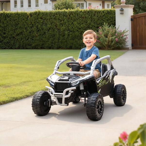Kawasaki Teryx KRX 1000 El-ATV til Børn, Fjernbetjening, LED, Musik, Grå Kunststoff